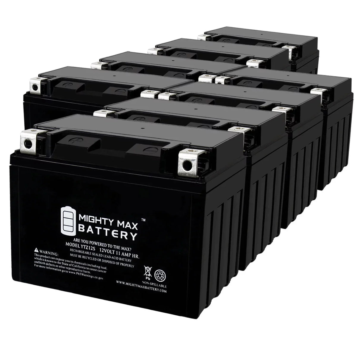 YTZ12S 12V 11Ah Replacement Battery compatible with Yamaha 5SE-H2100-01-00 - 8 Pack