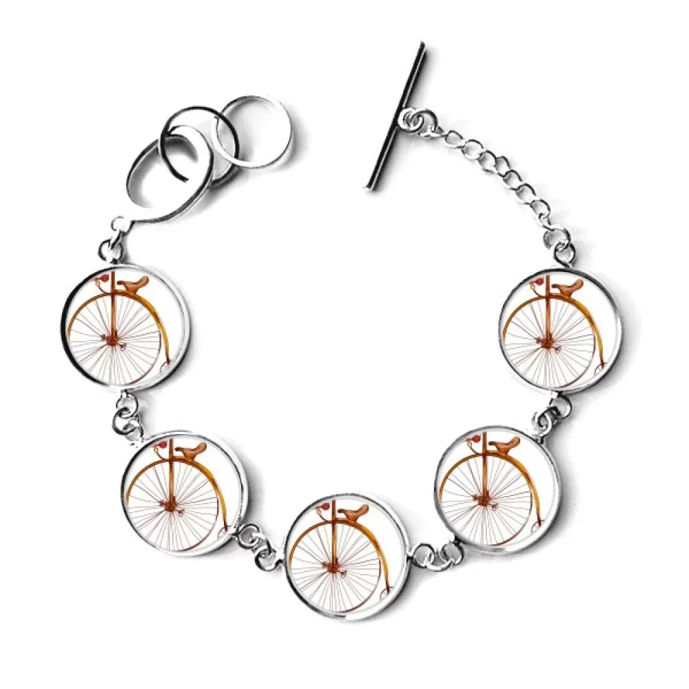 Old Fashioned Bicycle High Wheeler Britain Bracelet Chain Charm Bangle Jewelry