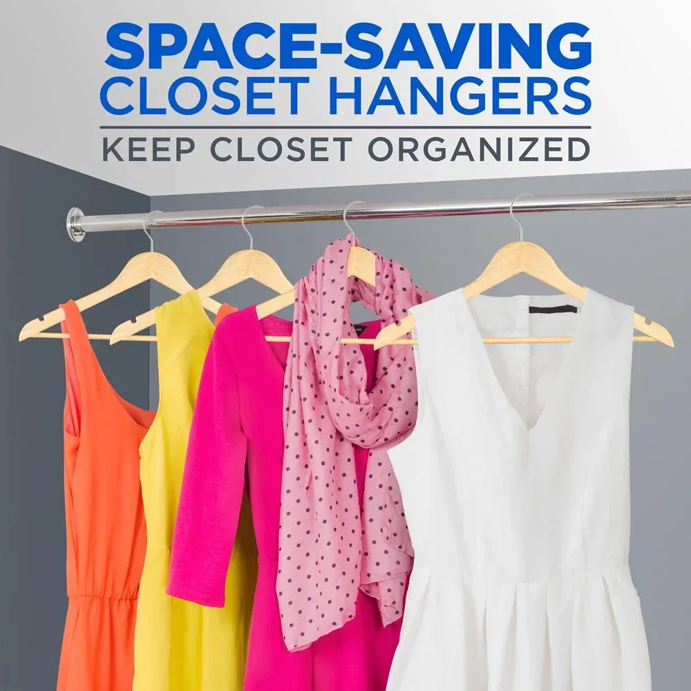SereneLife Solid Wooden Hangers, 50 Pieces Hangers for Clothes, Heavy Duty Suit Hanger Set
