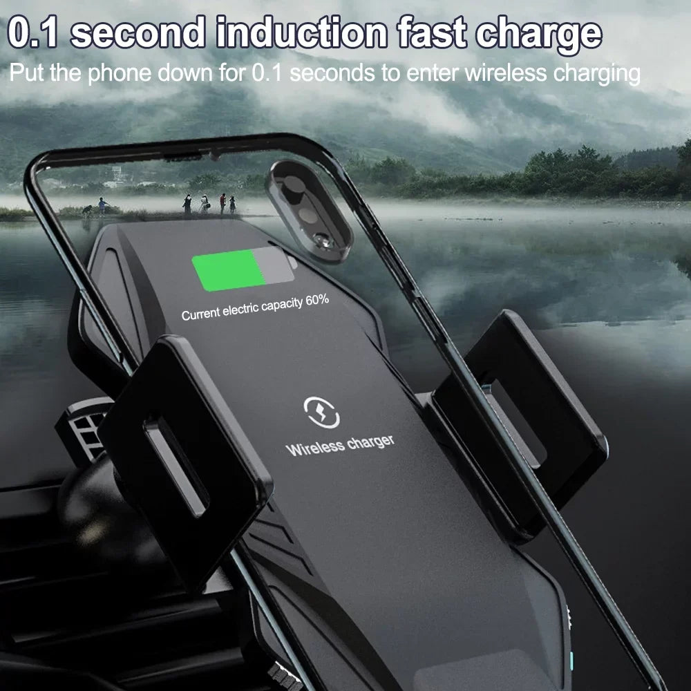 Wireless Car Charger, Saoqi 10W Smart Sensor Auto Clamping Air Vent Dashboard Windshield Car Phone Holder Mount, Compatible for iPhone, Samsung, Google, LG, etc