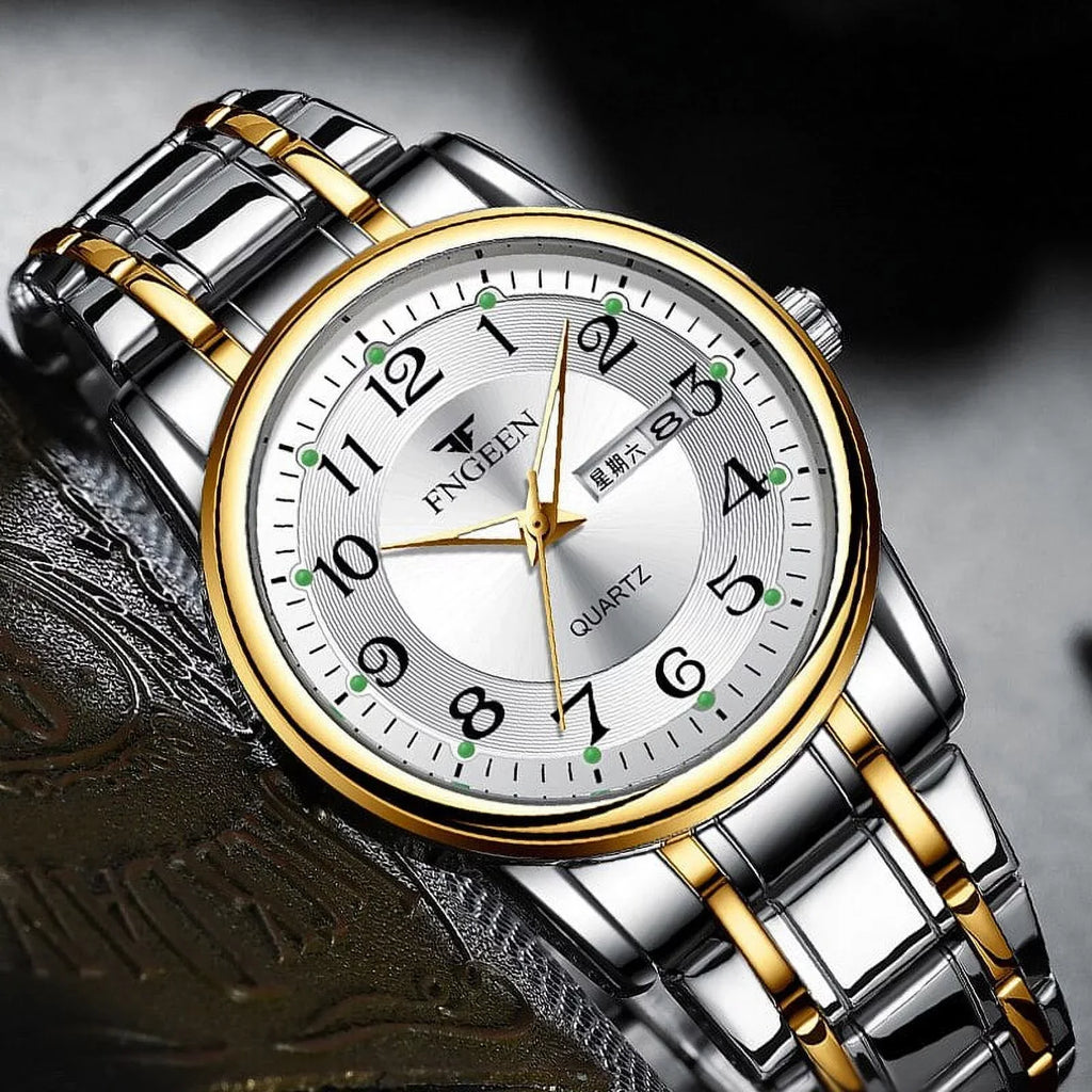 FNGEEN Men Watch Top Luxury Brand Quartz Mens Watches Sport Wristwatch Man Stainless Steel Luminous Hands Relogio Masculino
