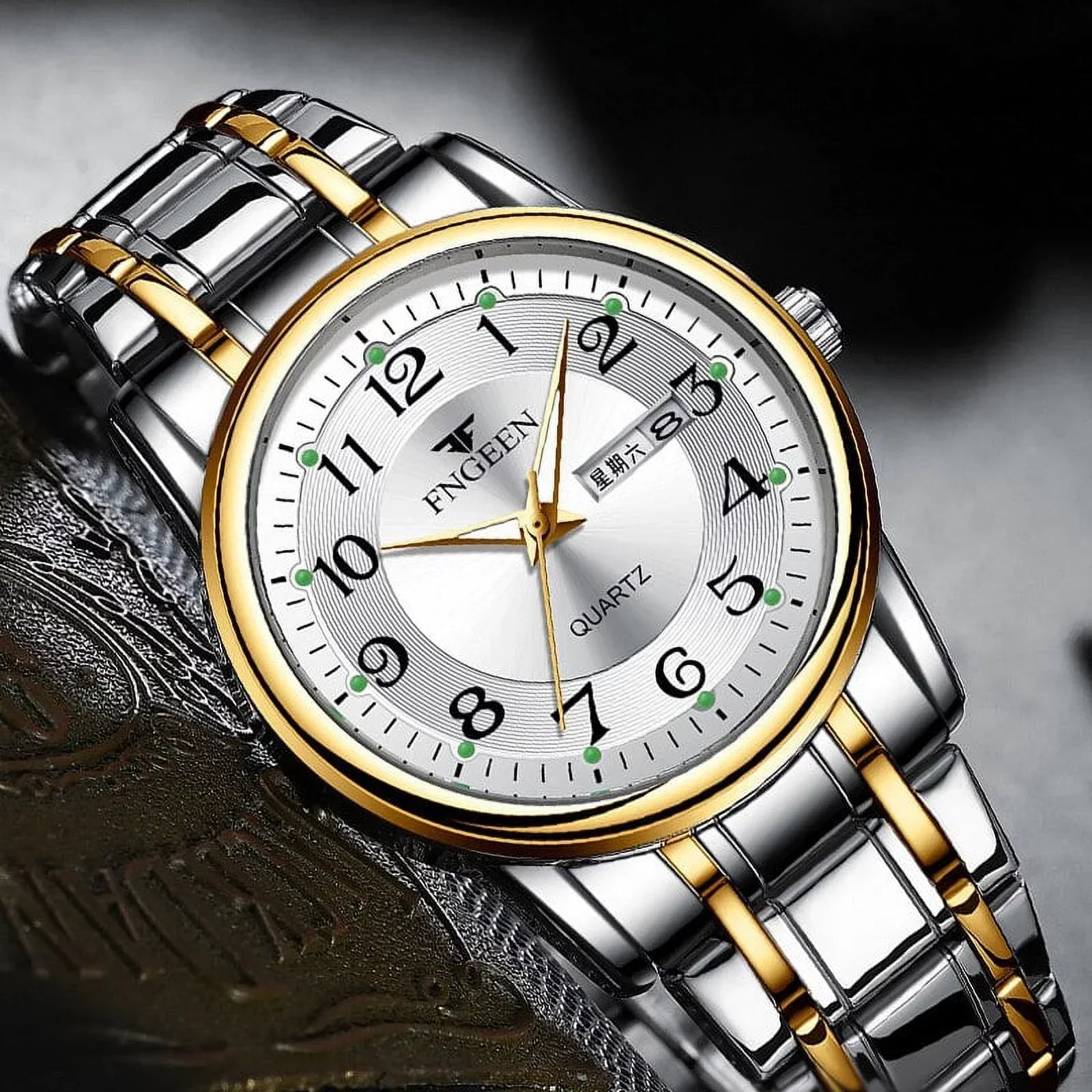 FNGEEN Men Watch Top Luxury Brand Quartz Mens Watches Sport Wristwatch Man Stainless Steel Luminous Hands Relogio Masculino
