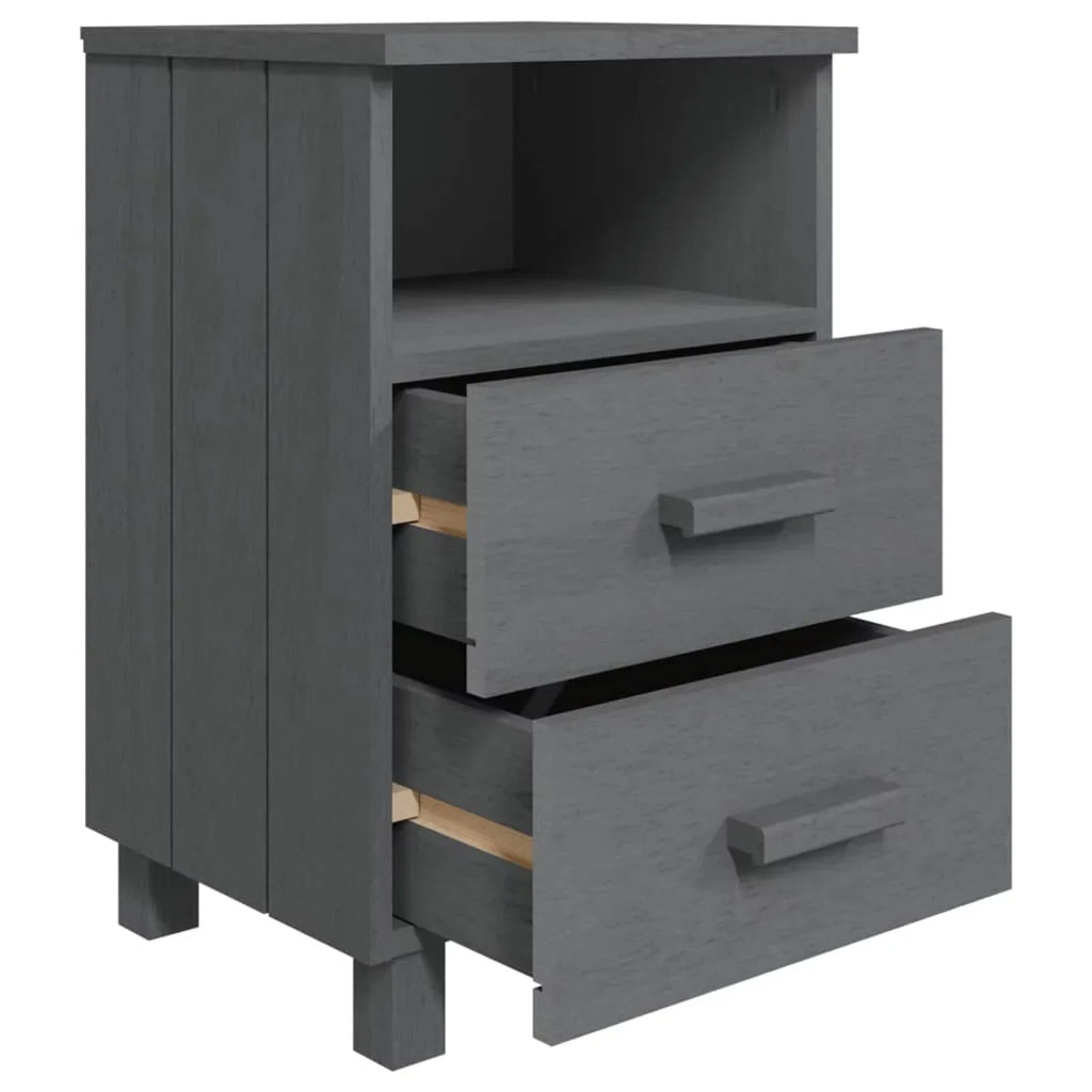 Irfora Bedside Cabinets HAMAR 2 pcs Dark Gray 15.7"x13.8"x24.4" Solid Wood