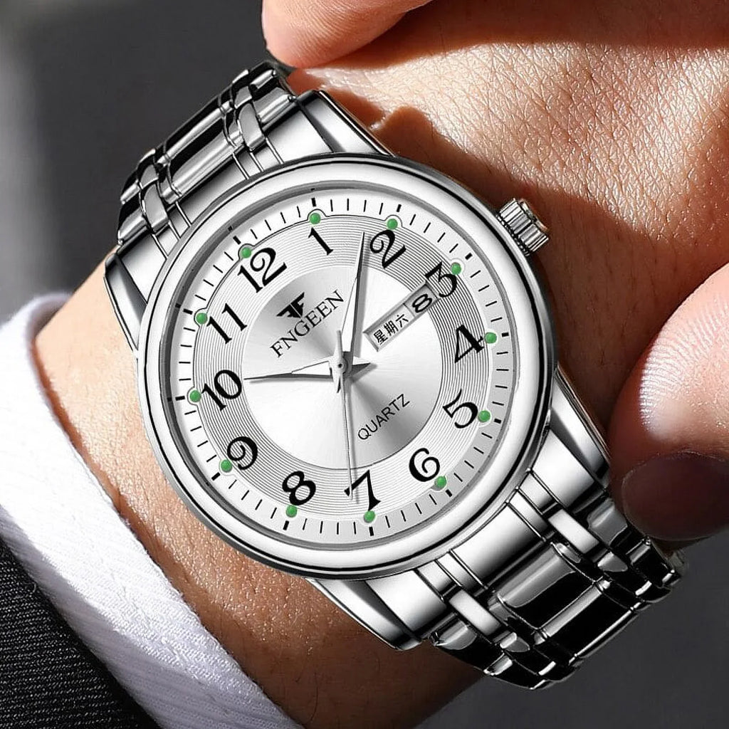 FNGEEN Men Watch Top Luxury Brand Quartz Mens Watches Sport Wristwatch Man Stainless Steel Luminous Hands Relogio Masculino