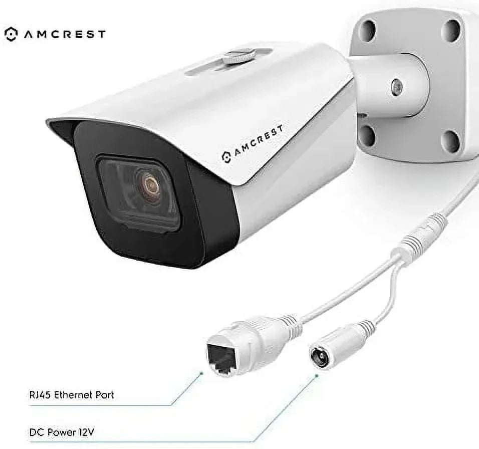 2-Pack Amcrest UltraHD 4K (8MP) Bullet POE IP Camera, 3840x2160, 131ft NightVision, 2.8mm Lens, IP67 Weatherproof, MicroSD Recording, White (2PACK-IP8M-2496EW)