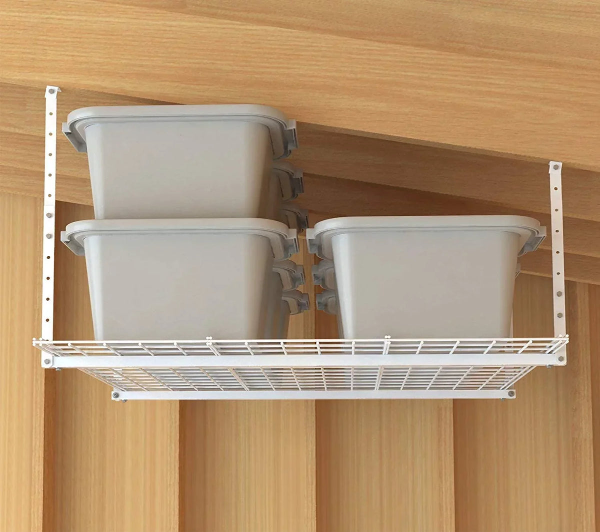 HyLoft 00540 45-Inch by 45-Inch Overhead Storage System Ceiling Mount Garage Organization Rack White