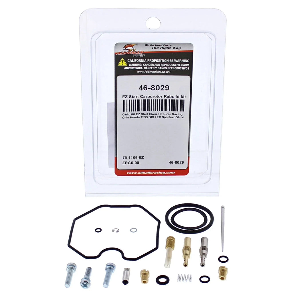 All Balls Racing EZ Start Carburetor Rebuild kit (46-8029) Compatible With/Replacement For Honda TRX250X / EX Sportrax 2006 2007 2008 2009 2010 2011 2012 2013 2014