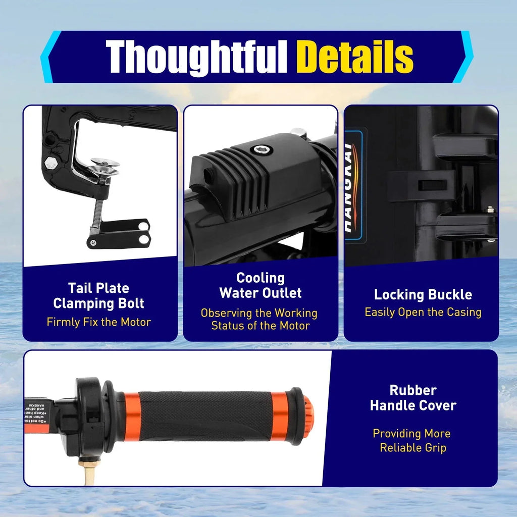 WUZSTAR 3.6HP 2 Stroke Outboard Motor,Trolling Boat Engine Motor for Fishing Aquaculture Outdoor Adventure Boat