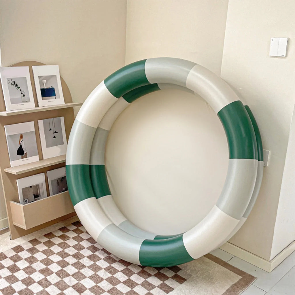 Buumin Inflatable Pool Baby Retro Blow Up Swimming Pool Family Cute Style Thickened Water Pool Green Stripe
