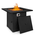MoNiBloom 28" Fire Pit Table 50,000 BTU Square Propane Gas Fire Pit Table with Lava Rocks and Metal Lid for Outdoor Patio, Black