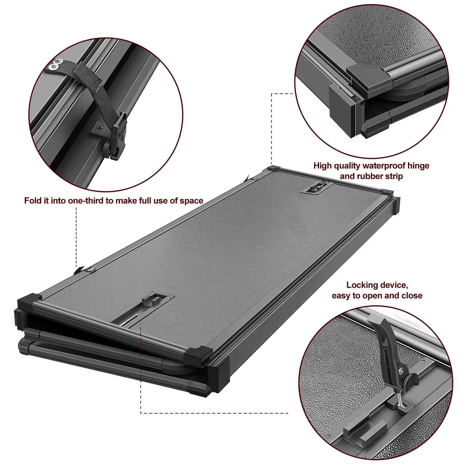 Kikito Professional FRP Hard Tri-Fold Truck Bed Tonneau Cover for 2003-2024 Ram 1500 2500 3500 6.4ft (74.6in) Bed Without | Rambox & Deckrail System |