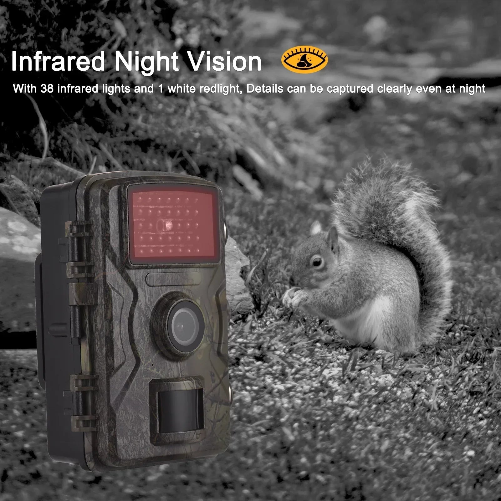 1080P Trail 16MP Wildlife Tracking with 2.0 Inch TFT Color Screen 0.8s Trigger Time Supports Infrared Night Vision Motion Activated IP66 Waterproof