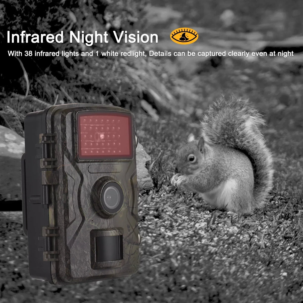 Meterk 1080P Trail Camera 16MP Wildlife Camera Tracking Camera with 2.0 Inch TFT Color Screen 0.8s Trigger Time Supports Infrared Night Vision Motion Activated IP66 Waterproof