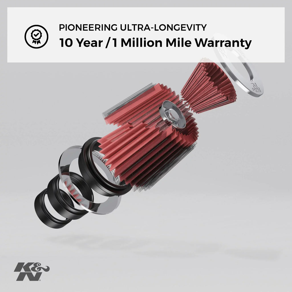 K&N Universal Clamp-On Air Filter: High Performance, Premium, Washable, Replacement Filter: Flange Diameter: 4 In, Filter Height: 8 In, Flange Length: 1.75 In, Shape: Round Tapered, RU-1027