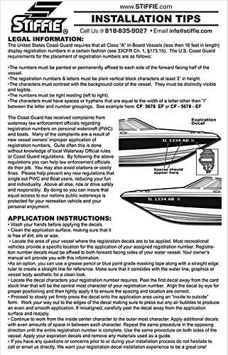 STIFFIE Uniline SeaFoam Green 3" Alpha-Numeric Identification Custom Kit Registration Numbers & Letters Marine Stickers Decals for Boats & Personal Watercraft PWC