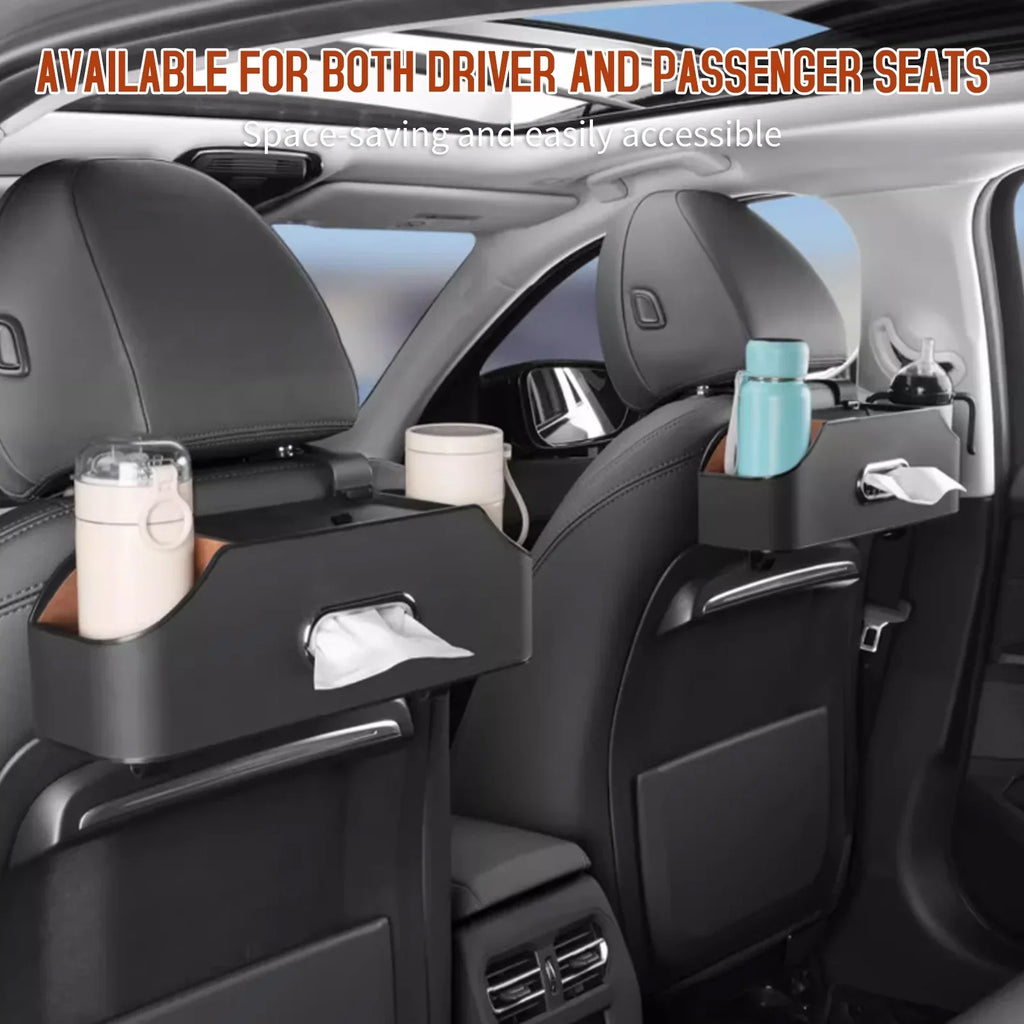Car Backseat Organizer, Car Headrest Backseat Organizer with Cup Holder, Tissue Box, Headrest Hook, Phone Holder, Multifunctional Storage Box to Organize Toys Phones Bottles Snacks Books