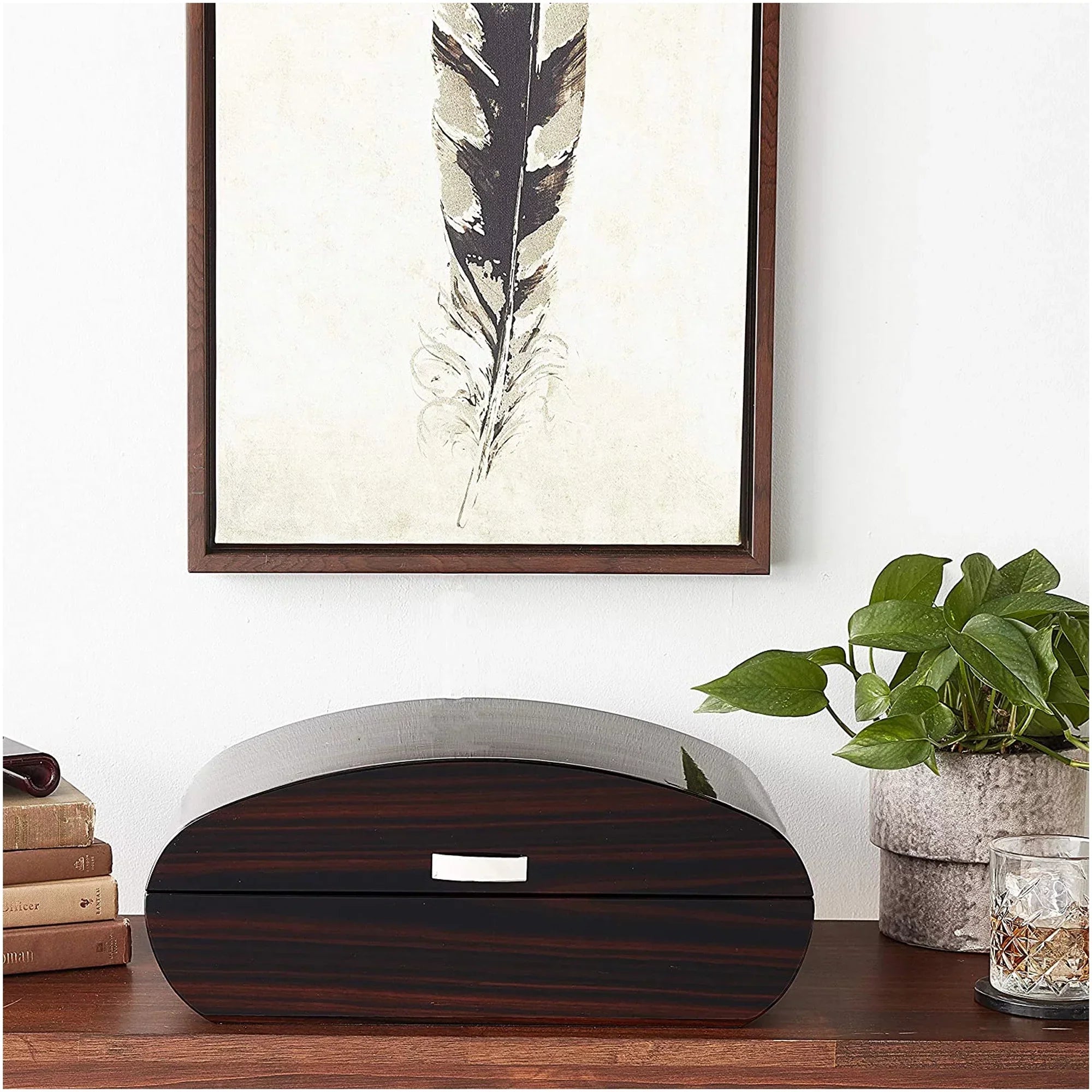 Waldorf Arc Shaped Cigar Humidor - Ebony Lacquer Finish - Capacity: 150