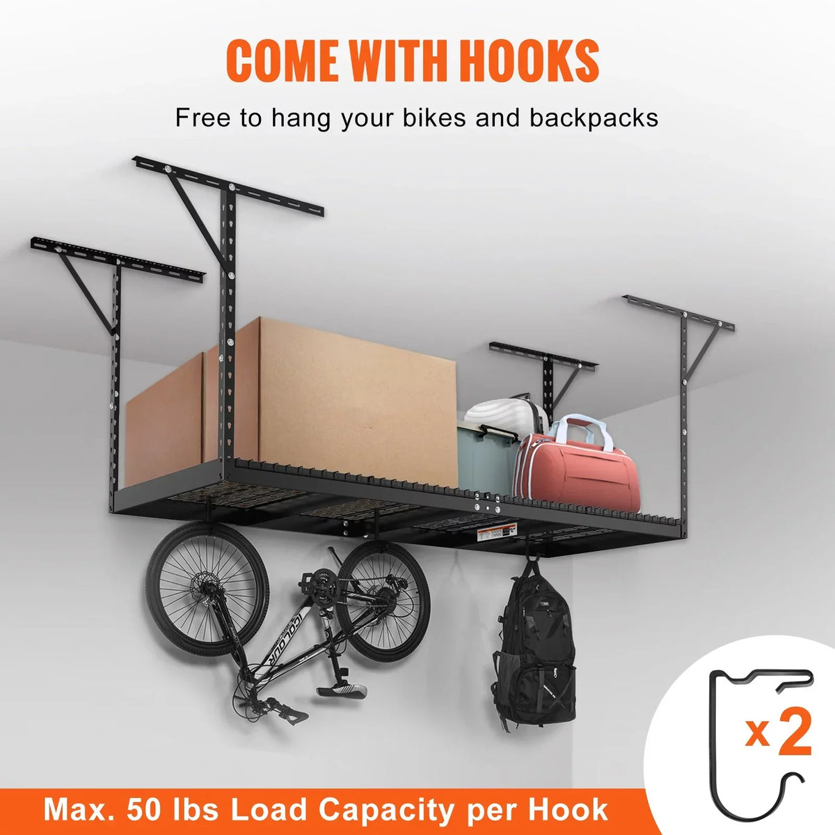 BENTISM Overhead Adjustable Garage Storage Rack 36x96in Ceiling Rack 600lbs Black