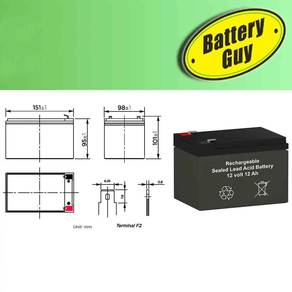 BatteryGuy Go-Go Travel Vehicle (SC40) replacement 12V 12Ah SLA battery - BatteryGuy brand equivalent (rechargeable - Qty of 2)
