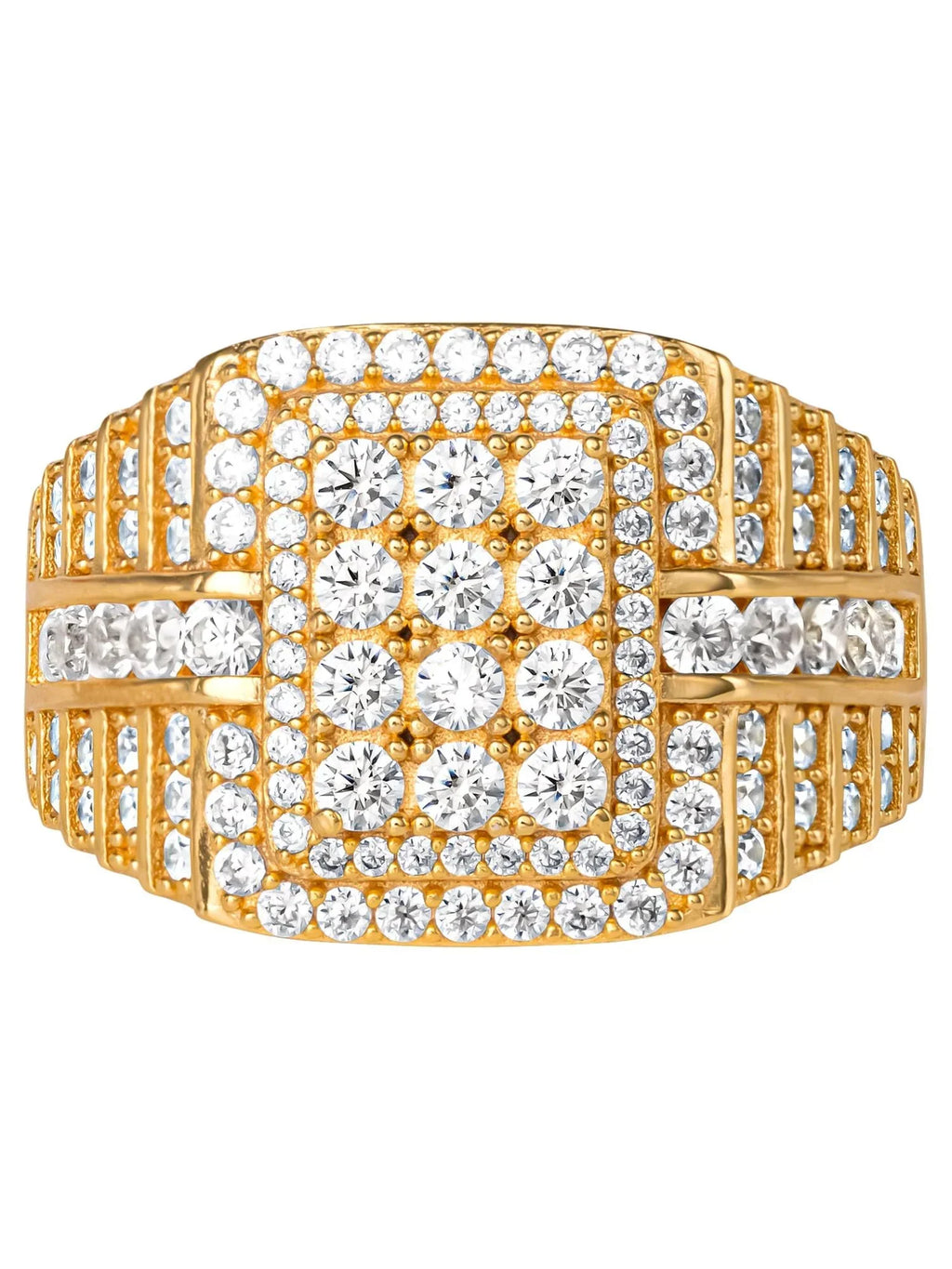 Shaquille O'Neal Men's Simulated Diamond Yellow Gold Plated Sterling Silver Ring, Size 10