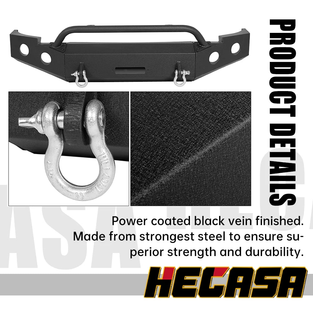 HECASA Front Bumper W/ D-Rings for 2007-2013 Chevy Silverado 1500 Push Bar 3-Piece Modular 2008 2009 2010 2011 2012 2013