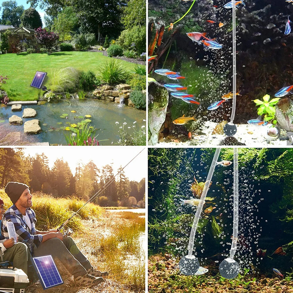 Oxygenation pump,6w Solar Pump With 2 Bubble 2 Air Bubble Aerator Air Pump Solar Pump Fish Pump Aerator With Pipe 2 Air Pool Pond Fish With Pipe 2 Dsfen Leeofty Huiop