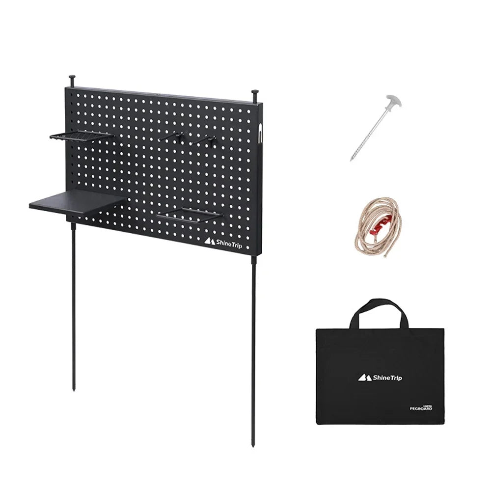 Radirus Camping BBQ Picnic Display Storage Rack, Multifunctional Portable Hole Board Shelf for Cups and Bowls