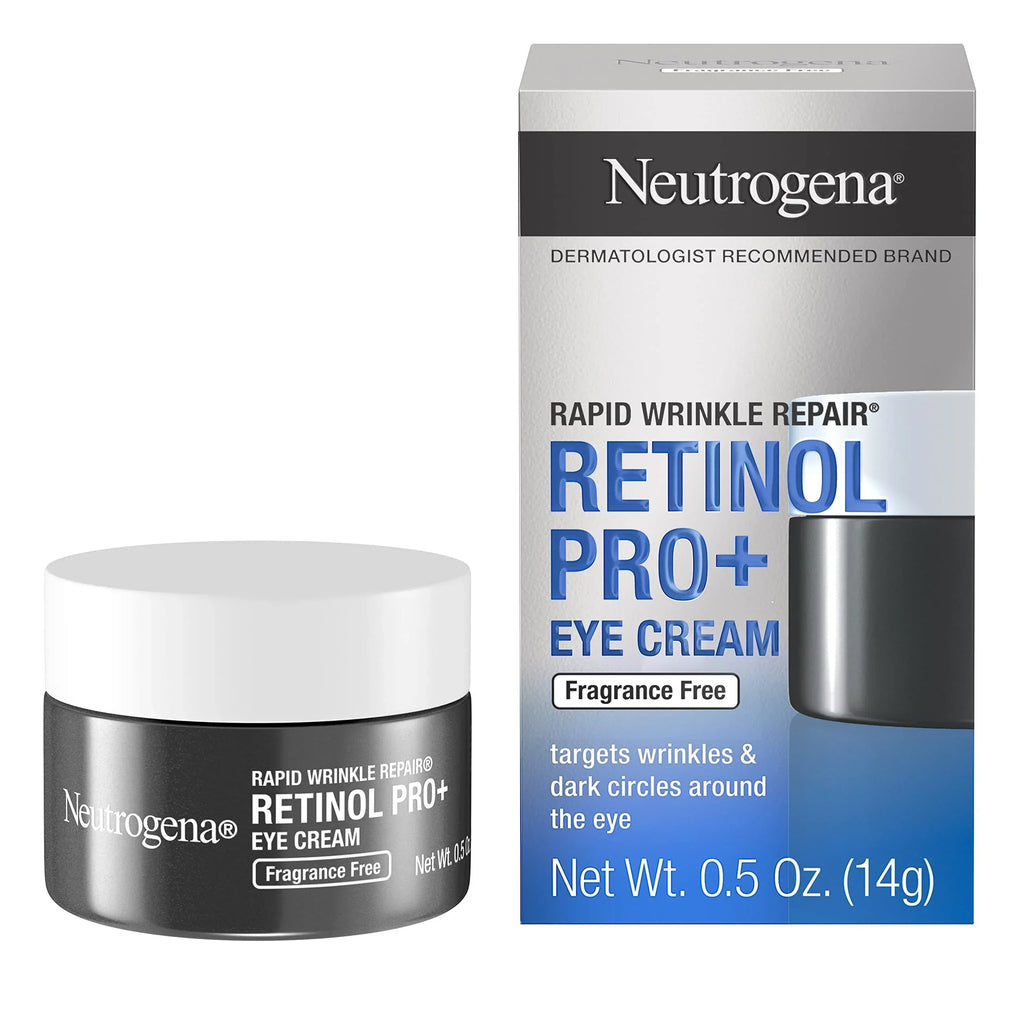Neutrogena Rapid Wrinkle Repair Retinol Pro+ Anti-Wrinkle Eye Cream, Targeted Eye Cream For Wrinkles & Dark Circles, Formulated Without Fragrance, Dyes, Phthalates, And Parabens, 0.5 Oz.