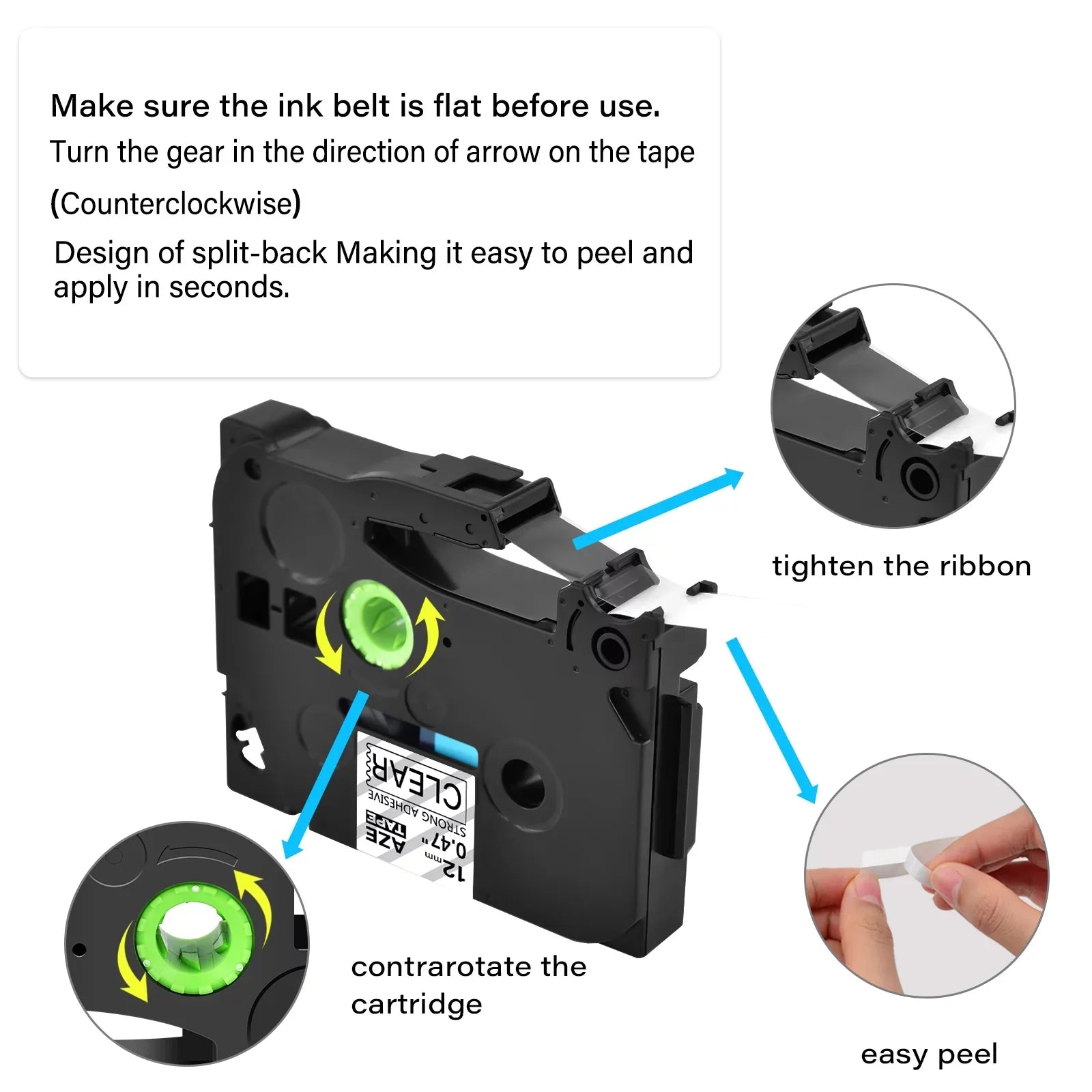 GREENCYCLE 50PK Compatible for Brother P-touch Black on Clear 12mm TZ TZe TZe-S131 TZ-S131 TZ-131 TZe-131 Extra Strength Laminated Label Tape