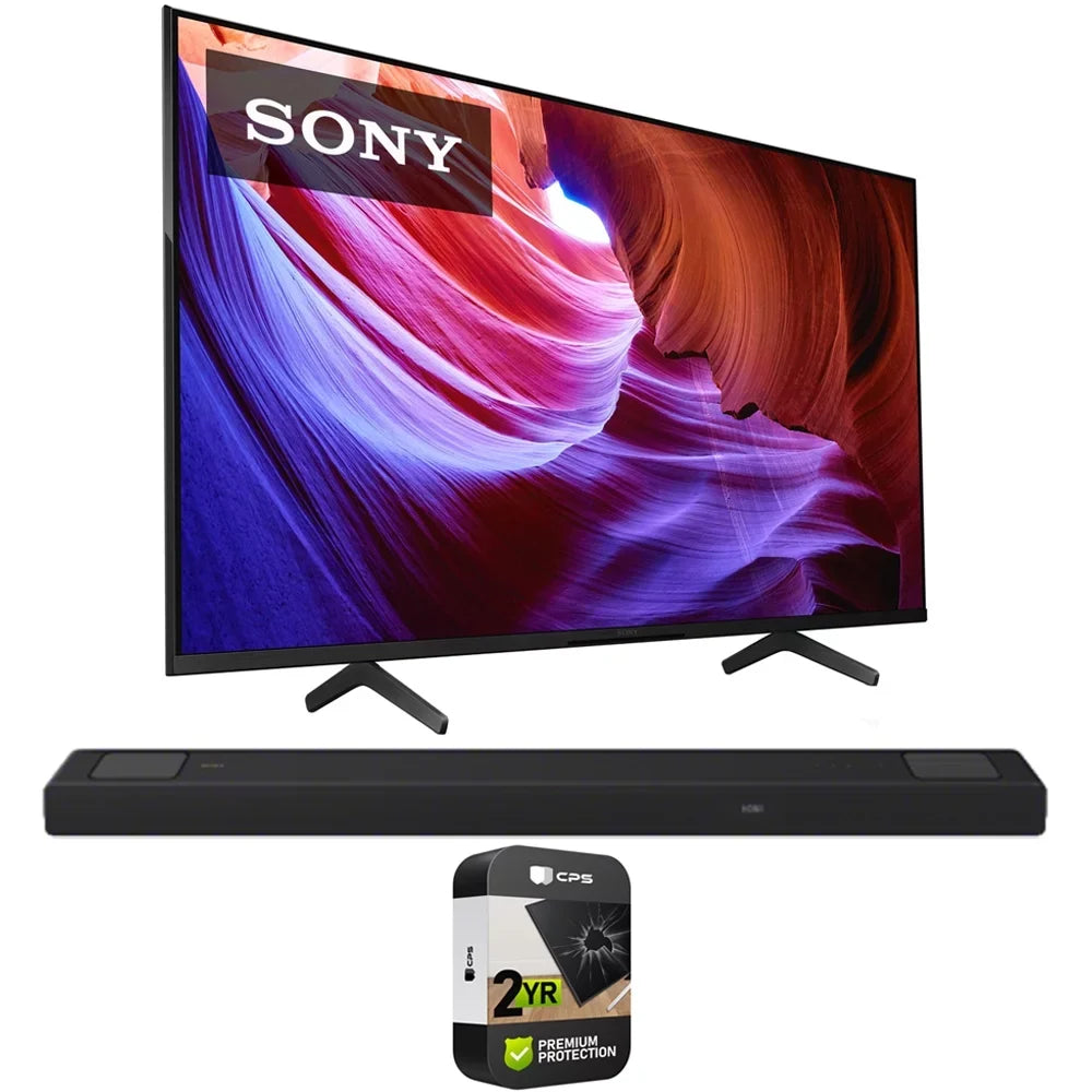 Sony KD65X85K 65 inch X85K 4K HDR LED TV with smart Google TV 2022 Model Bundle with Sony HT-A5000 450W 5.1.2 ch Dolby Atmos Soundbar and Premium 2 YR CPS Enhanced Protection Pack
