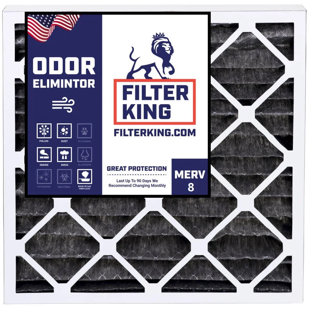 Filter King 18x24x1 Air Filter | 4-PACK | Carbon MERV 8 HVAC Pleated A/C Furnace Filters | MADE IN USA | Actual Size: 17.5 x 23.5 x .75"
