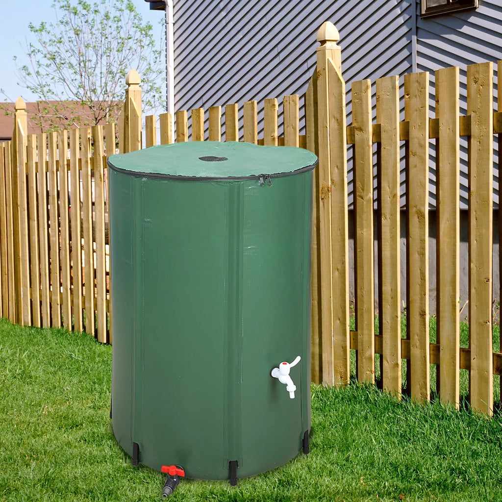 UBesGoo 100 Gallon Collapsible Rain Barrel, Portable Water Storage Tank, Rainwater Collection System Downspout