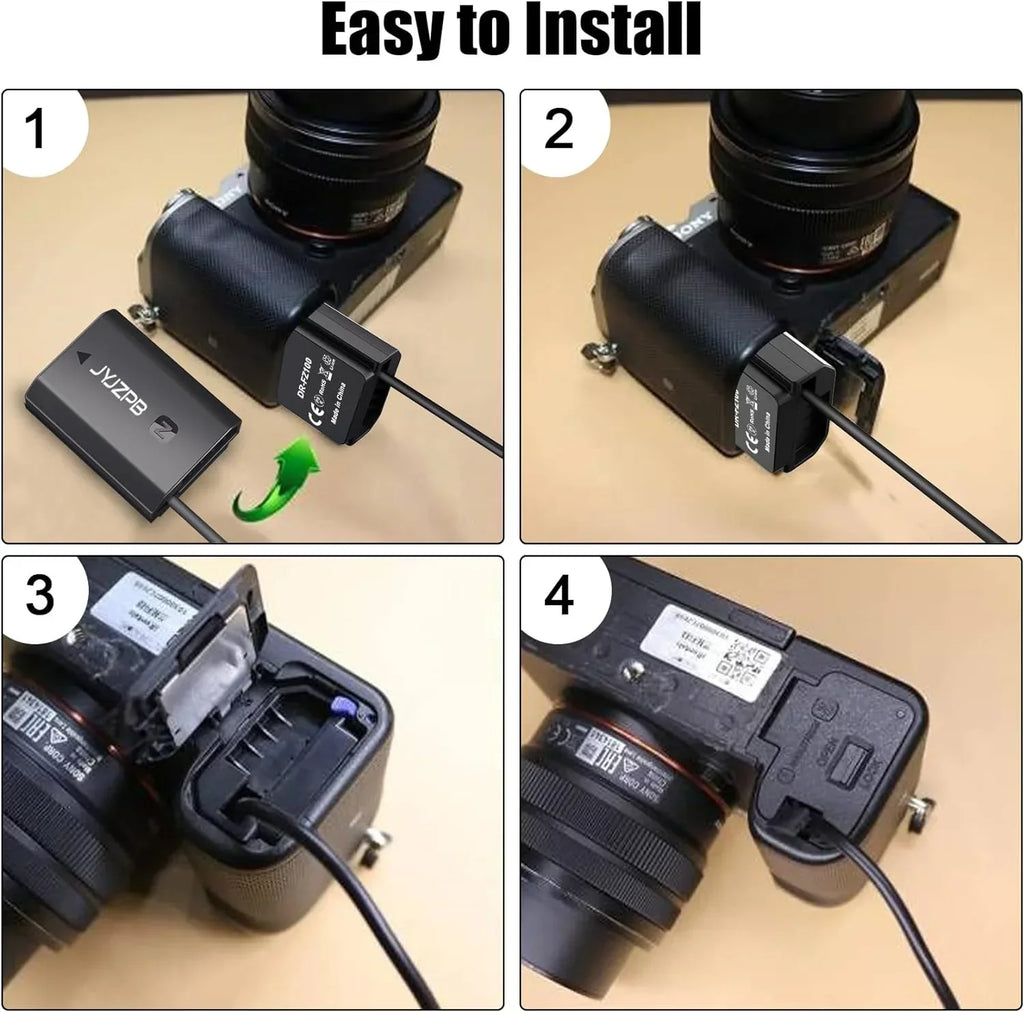JYJZPB NP-FZ100 Dummy y AC Power Adapter Fit for Sony A7III A7IV Alpha 1 A7C FX3 FX30 A7R3 A7R III A7R V A7R IV