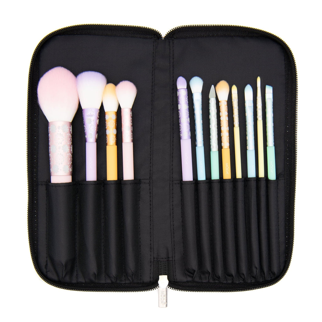 Moda Brush Posh Pastel Signature 13pc Makeup Brush Set, Includes Highlighter, Crease, and Shader Makeup Brushes