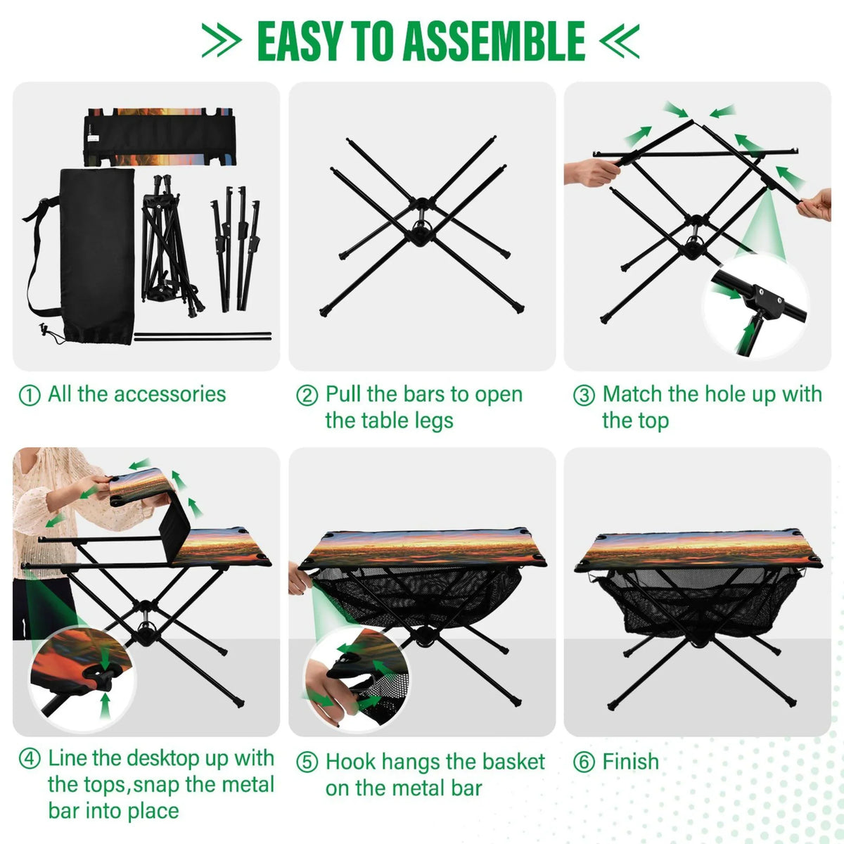 Autumn Leaves in Sunset Camping Folding Table Portable Beach Table with Storage Bag Compact Picnic Table for Outdoor Travel Fishing BBQ