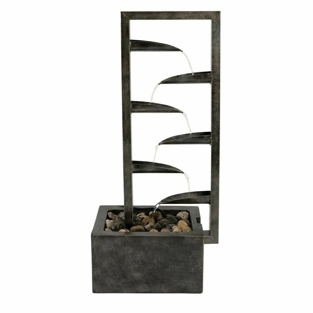 Outdoor 34 Inch Metal Concrete Backyard Oasis Zen Waterfall Fountain