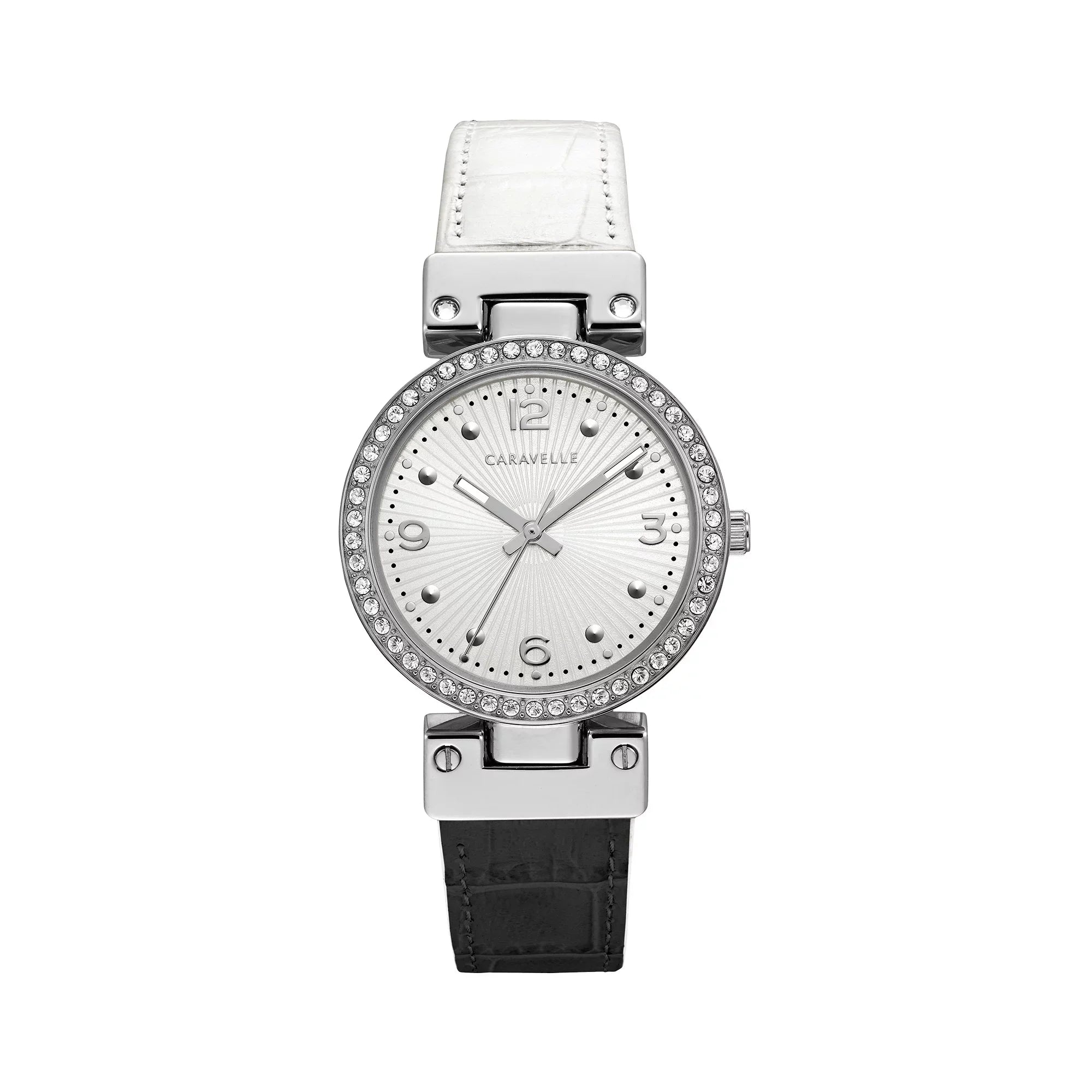 Caravelle Designed By Bulova Women's Classic Reversible Black White Leather Strap Watch 43L208