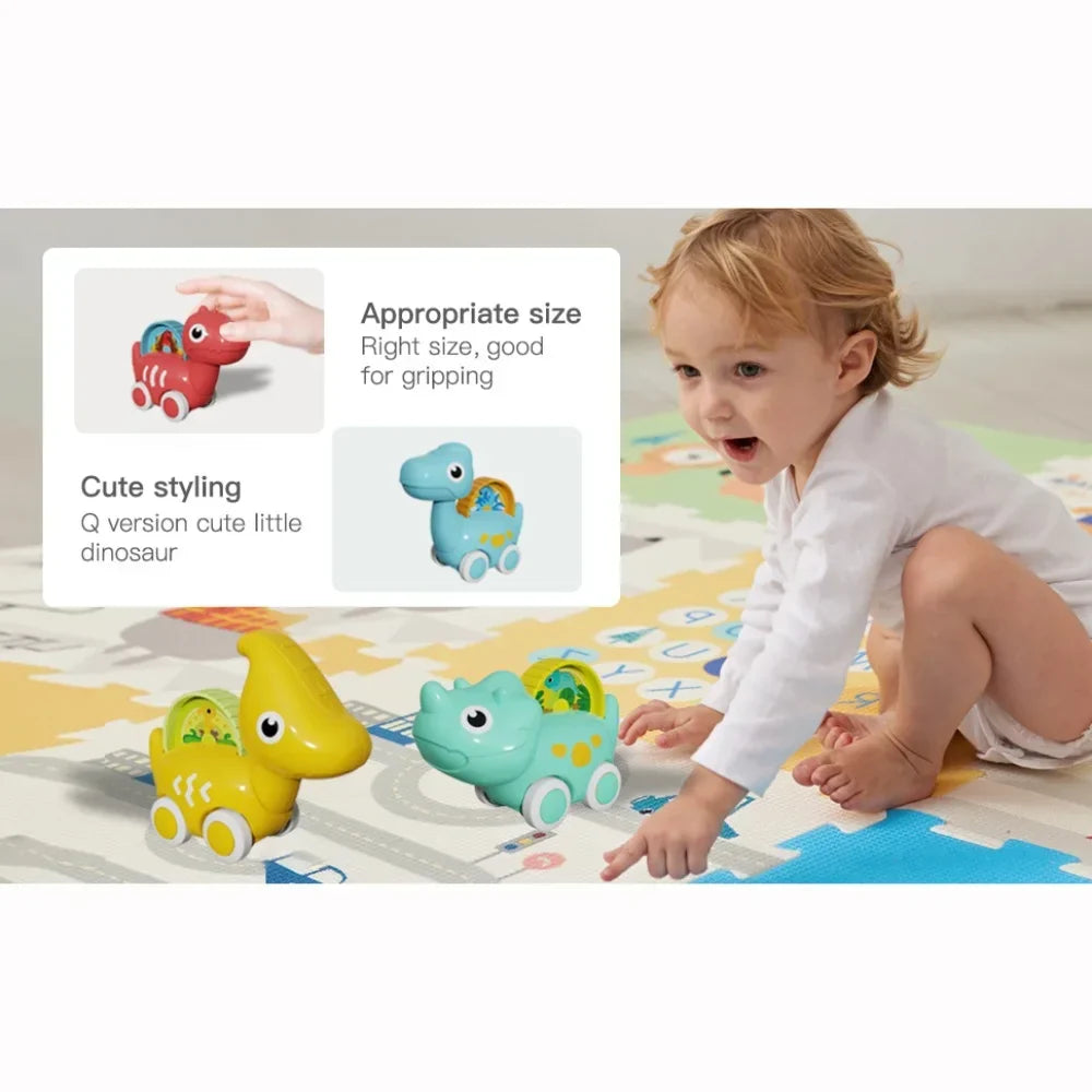 Dinosaur Toy Cars, 4 Pack Dino Toys for 1-5 Years Old Boys and Girls, Car Toys for Kids Toddler Christmas Birthday Gifts with Packaging Bag