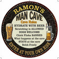 RAMON'S Man Cave Rules 14" Round Metal Sign Garage Wall Decor 100140010216