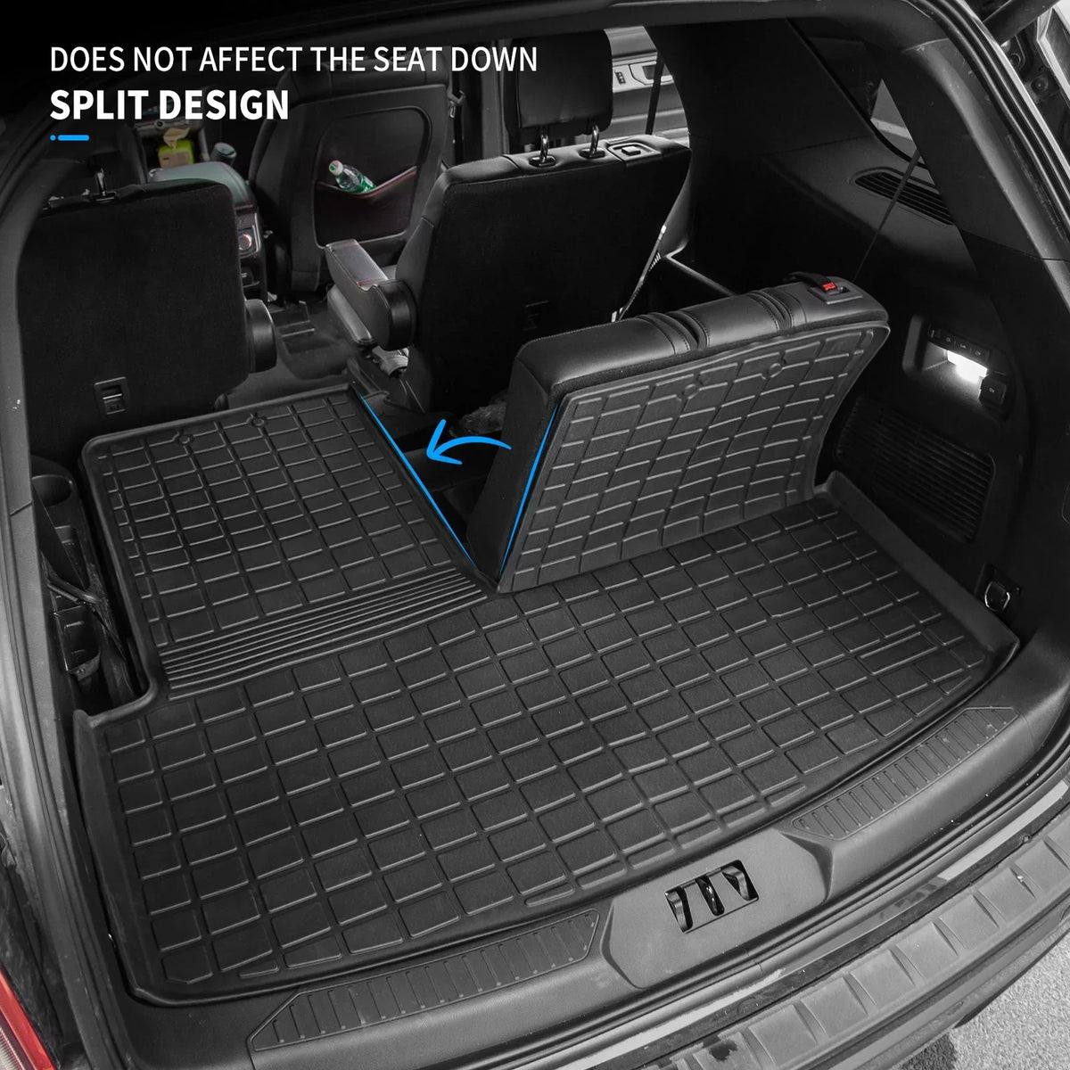 Fit 2020 2021 2022 2023 Ford Explorer Cargo Liner TPE All Weather Trunk Mat Back Seat Cover Protector for 6&7 Passenger Explorer Accessories (Trunk Mat with Backrest Mat)