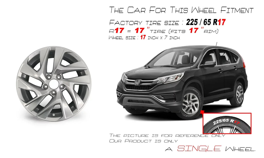 Velospinner Alloy 17" x 7" Automotive Rim Brand New Single Silver Wheel for Honda CR-V 2015, 2016 Twisted spoke OEM Quality Replacement 64069A