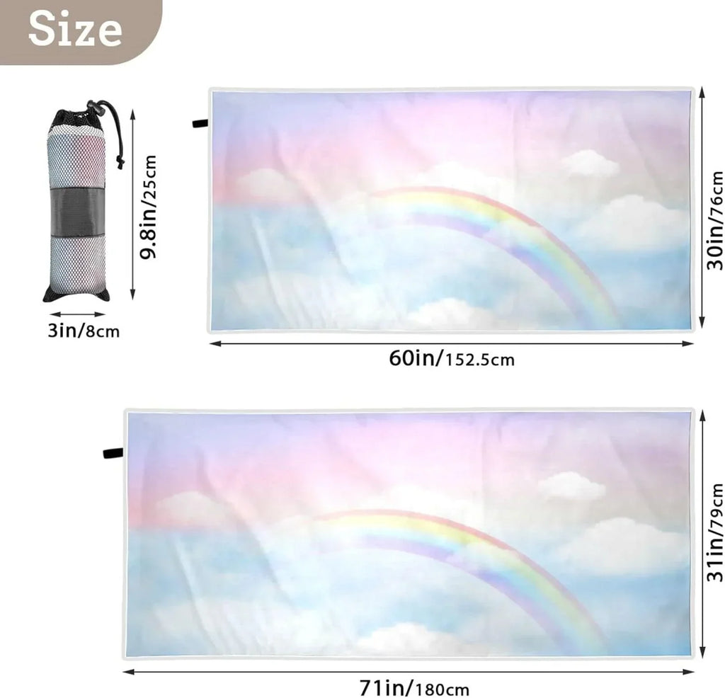 Bestwell Magical Rainbow Sky Beach Towel - Lightweight Compact Oversized Travel Towels - Super Absorbent Quick Dry Towel for Swimming Camping Holiday（294）