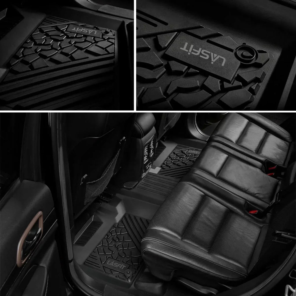 Lasfit Floor Liners for 2013- 2015 Jeep Grand Cherokee （Fit Bench Seating ONLY）,for 2013-2021 Dodge Durango (Fit Bench Seating on 2nd Row only),All Weather Fit TPE Floor Mats Set