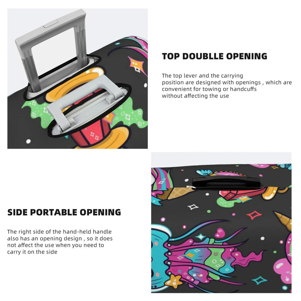 Fotbe Rainbow Unicorn And Cat Icecream Luggage Cover Protector,Suitcase Cover Protector Fit 18-32 Inch Luggage,Washable Protector Covers Dust And Stratch Resistance