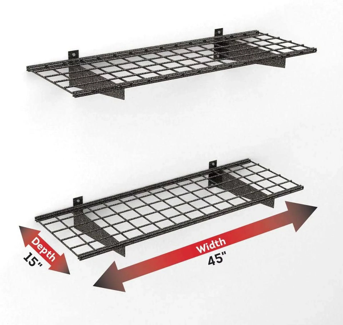 HyLoft 45 in. x 15 in. Steel Wire Garage Wall Shelf Storage System in Hammertone - 2 pack