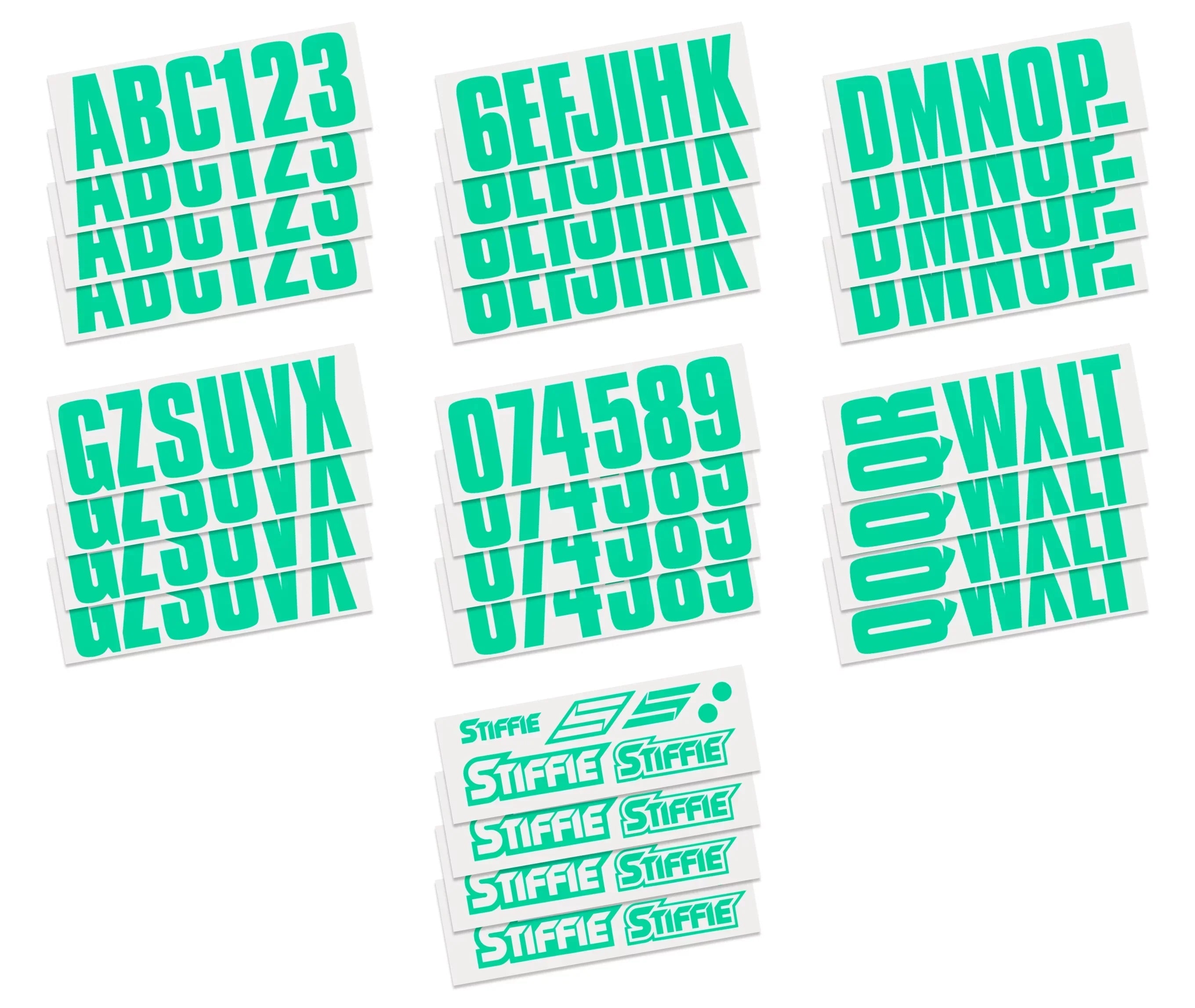 STIFFIE Uniline SeaFoam Green 3" Alpha-Numeric Identification Custom Kit Registration Numbers & Letters Marine Stickers Decals for Boats & Personal Watercraft PWC