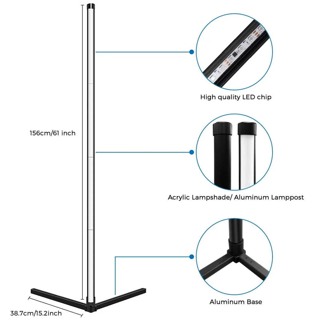 eco4life WiFi Smart Floor Standing LED Lamp, Color Changing, Dimmable, Music Syn