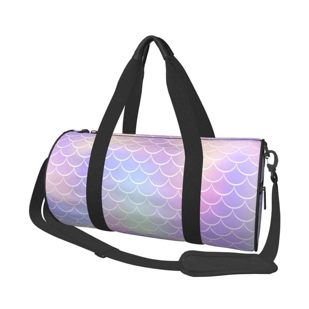 Coaee Fish Scale1 Large Capacity Travel Luggage Bag Cylinder Gym Bag Waterproof Sports Bag with Pocket and Compartment