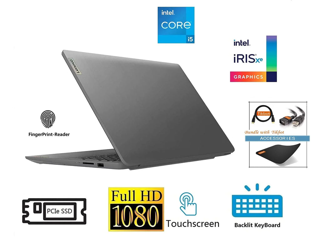 Lenovo 2021 IdeaPad 3 Laptop, 15.6" FHD IPS Touchscreen Display, i5-1135G7 (>i7-1065G7), Iris Xe Graphics, Wi-Fi 6, Camera, Type-C, Fingerprint, w/Accessories (20GB RAM | 1TB PCIe SSD)