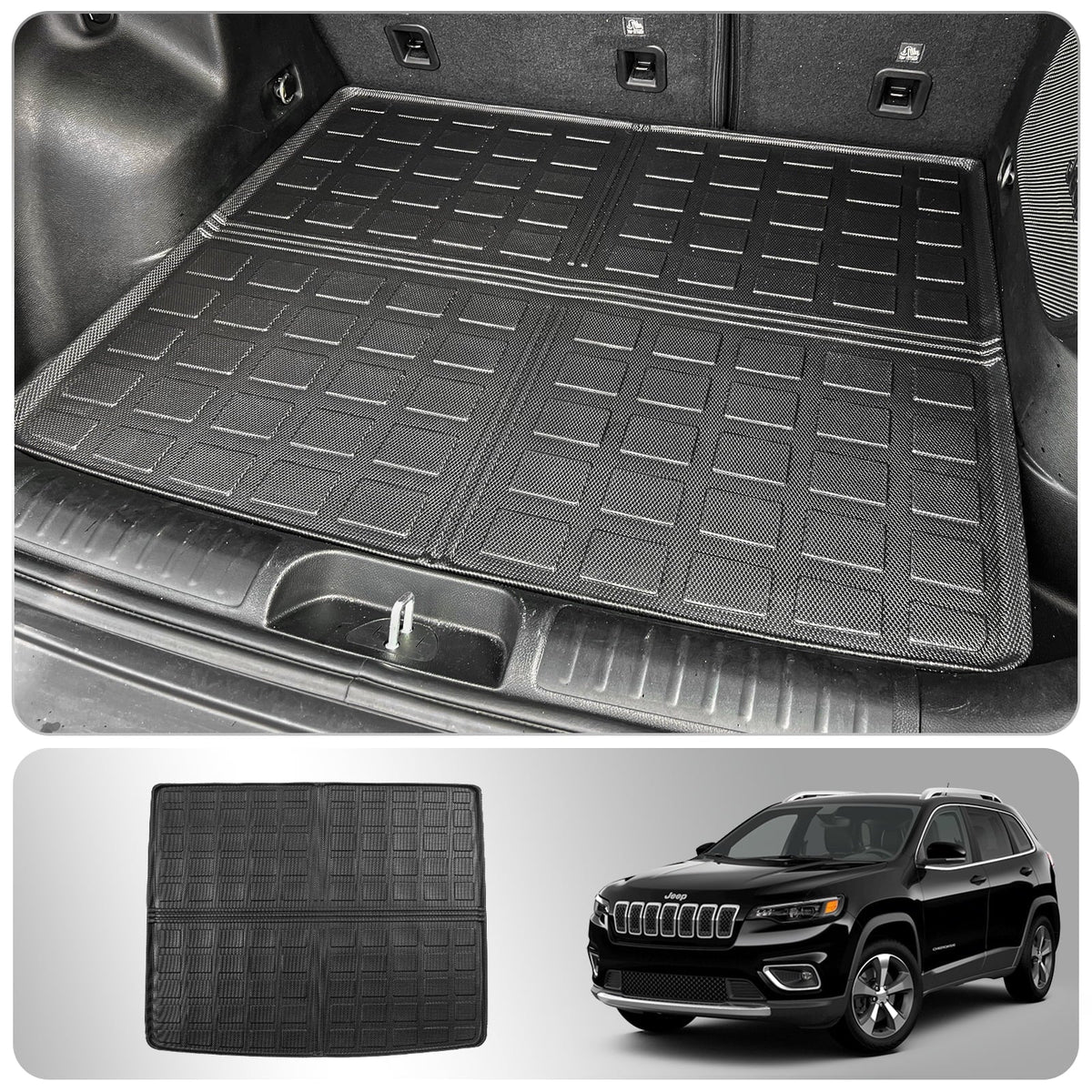 Cargo Mat Compatible with 2019-2023 Jeep Cherokee Trunk Mat Cargo Liner TPE All Weather Trunk Liner 2022 Cherokee Accessories (Trunk Mat)